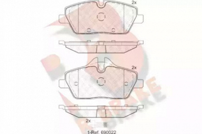 R BRAKE rb1662202 -  Комплект тормозных колодок, дисковый тормоз